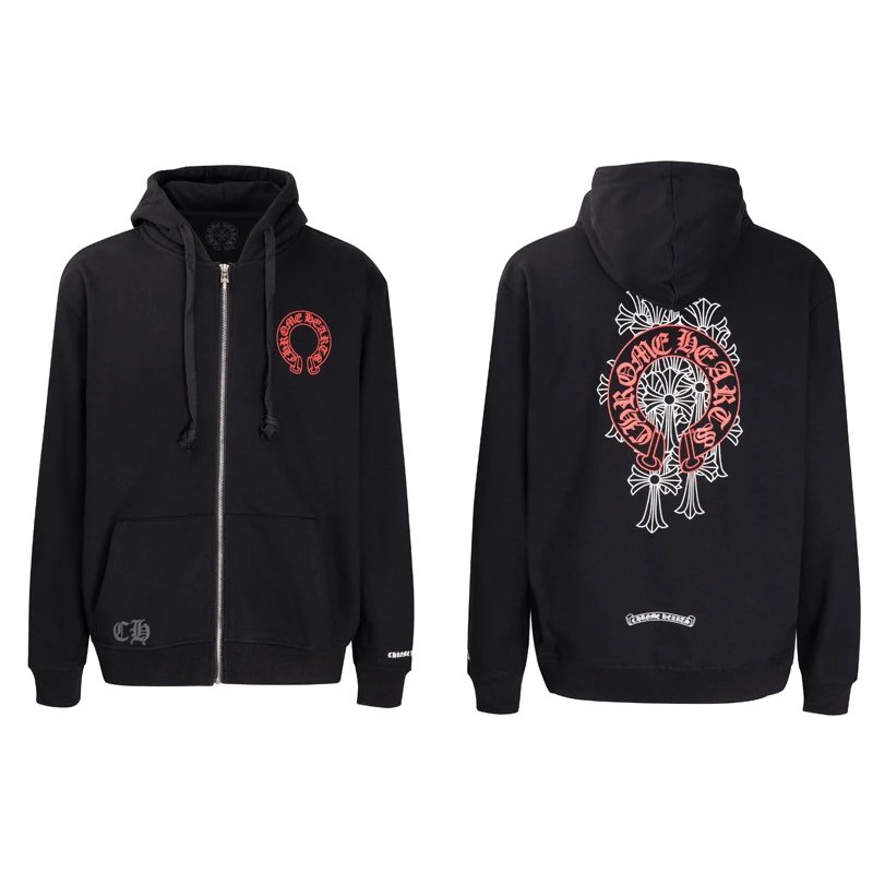 Chrome Hearts Cross Motif Zip-Up Hoodie Black - 4