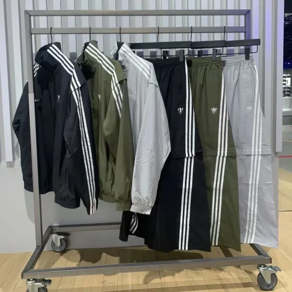 Adidas Originals Track Pants Gray with White Stripes Sweatpants - 11
