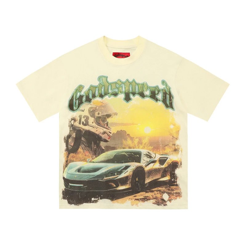 Summer trendy casual fashion hip-hop washed distressed short-sleeved T-shirt