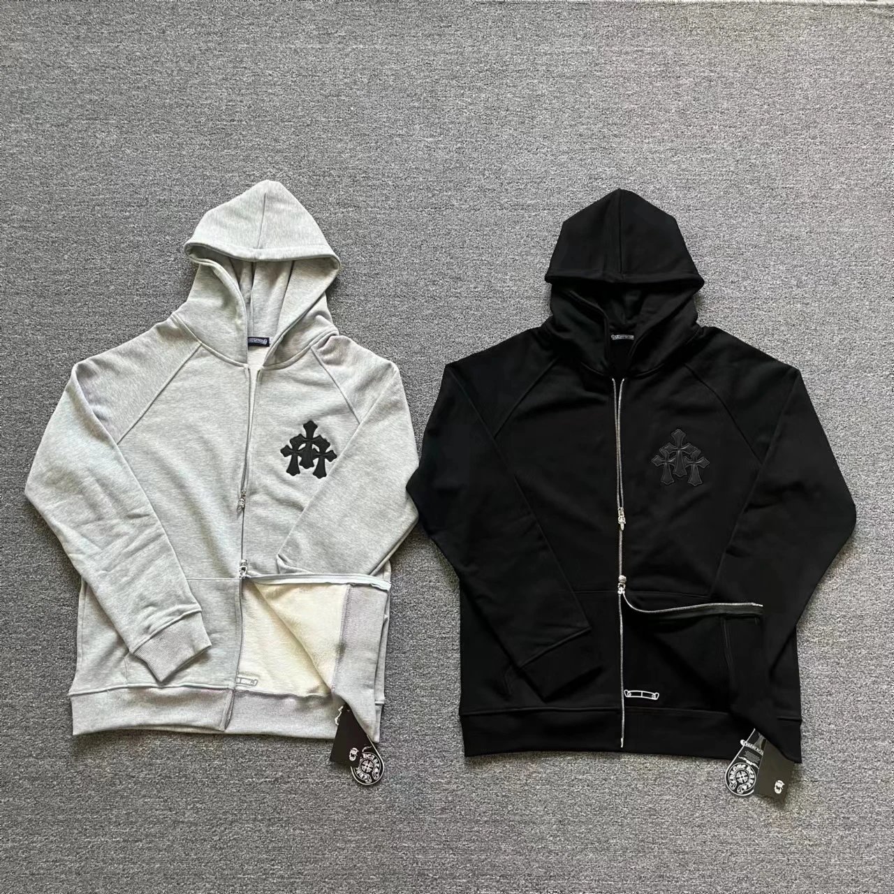 Chrome Hearts Cross Motif Zip-Up Hoodie Black - 27