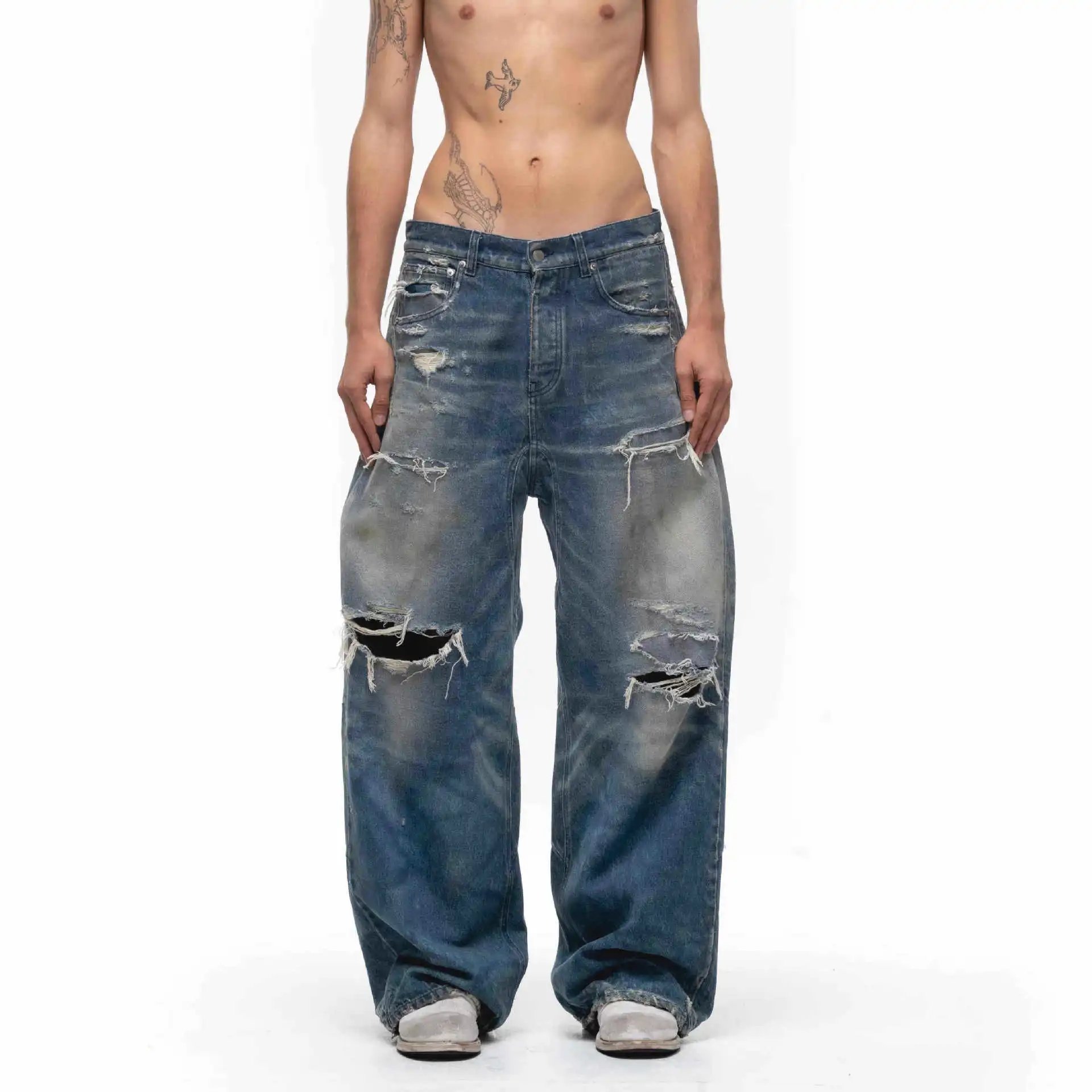 Distressed Blue Wide-Leg Jeans photo 5