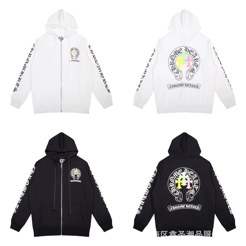 Chrome Hearts Cross Motif Zip-Up Hoodie Black - 13