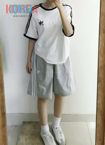 Adidas Originals Track Pants Gray with White Stripes Sweatpants - 13
