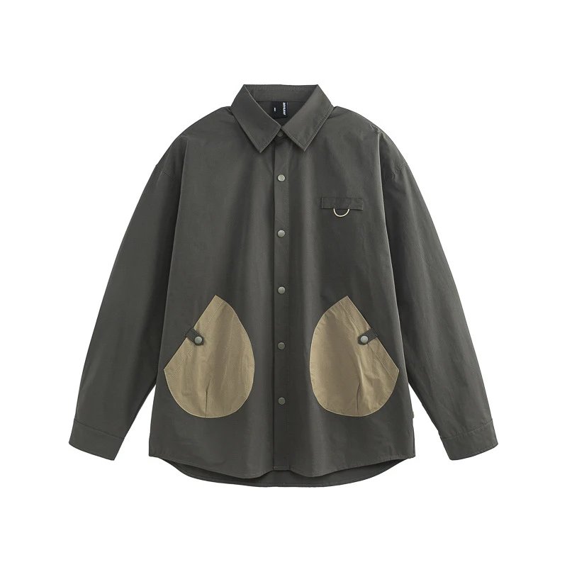 Color-Blocked Curved Pocket Shirt
