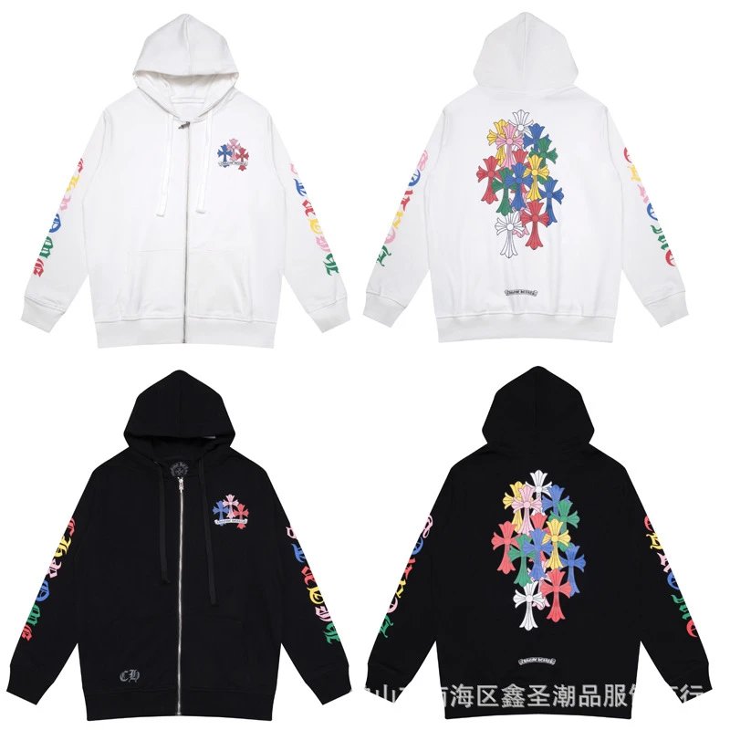 Chrome Hearts Cross Motif Zip-Up Hoodie Black - 11