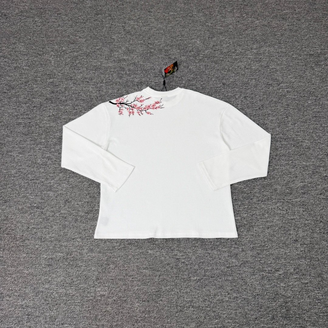 Embroidered Cherry Blossom Waffle-Knit Long-Sleeve Top photo 5