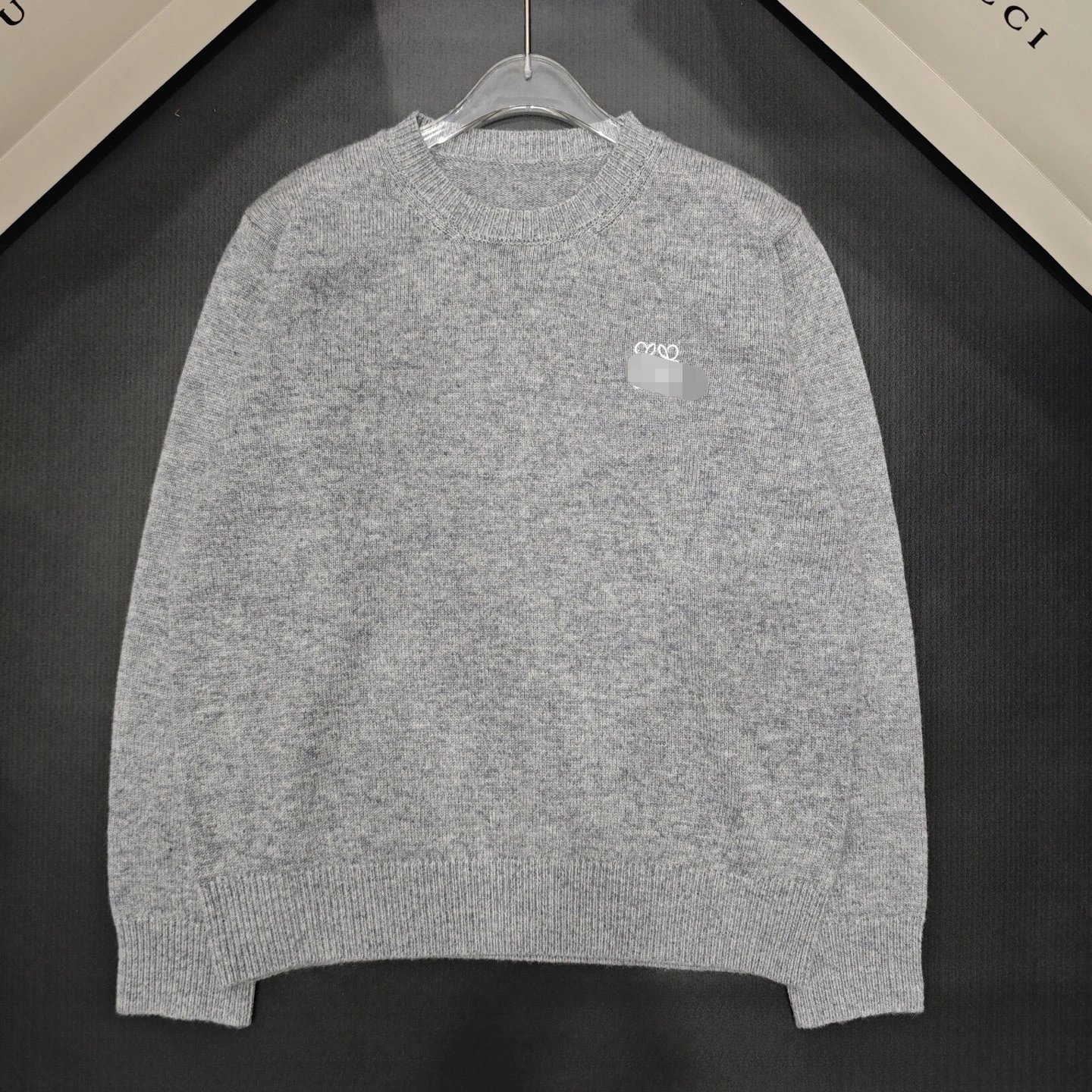 Wool Crew-Neck Knit Sweater with Letter Embroidery photo 2