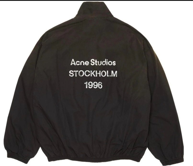 Acne Studios Jackets Stockholm 1996 logo-embroidered jacket — Distressed black zip-up jacket