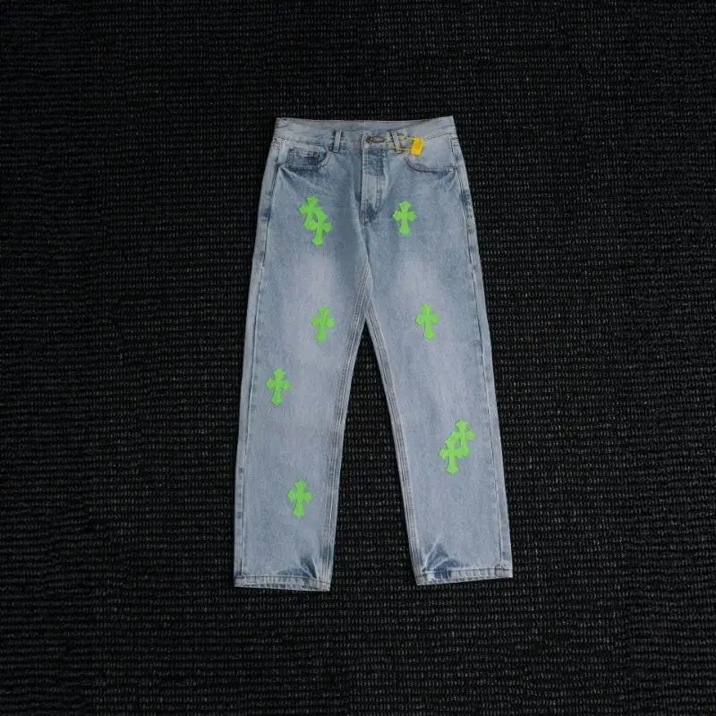 Washed Denim Jeans Loose-Fit Couples Style