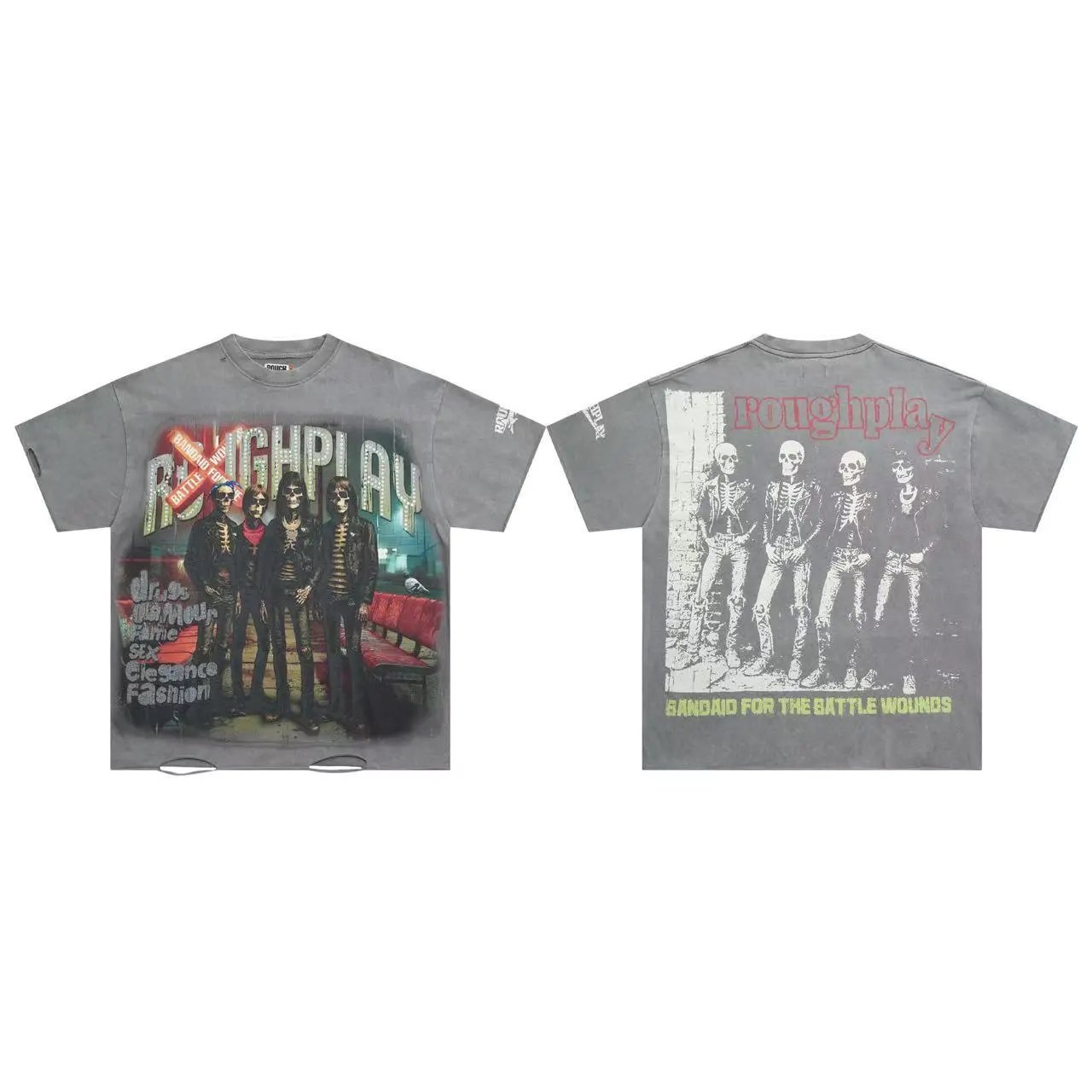Roughplay x Hellcat Records Band Graphic Distressed Gray T-Shirt - 9