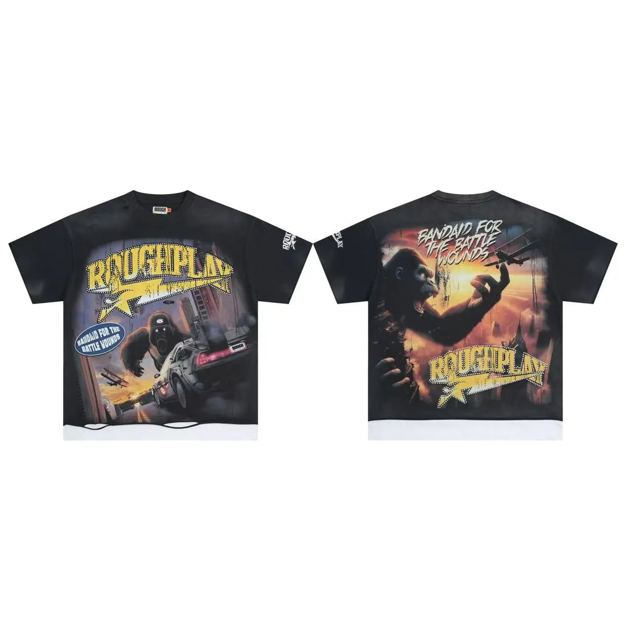 Roughplay x Hellcat Records Band Graphic Distressed Gray T-Shirt - 14