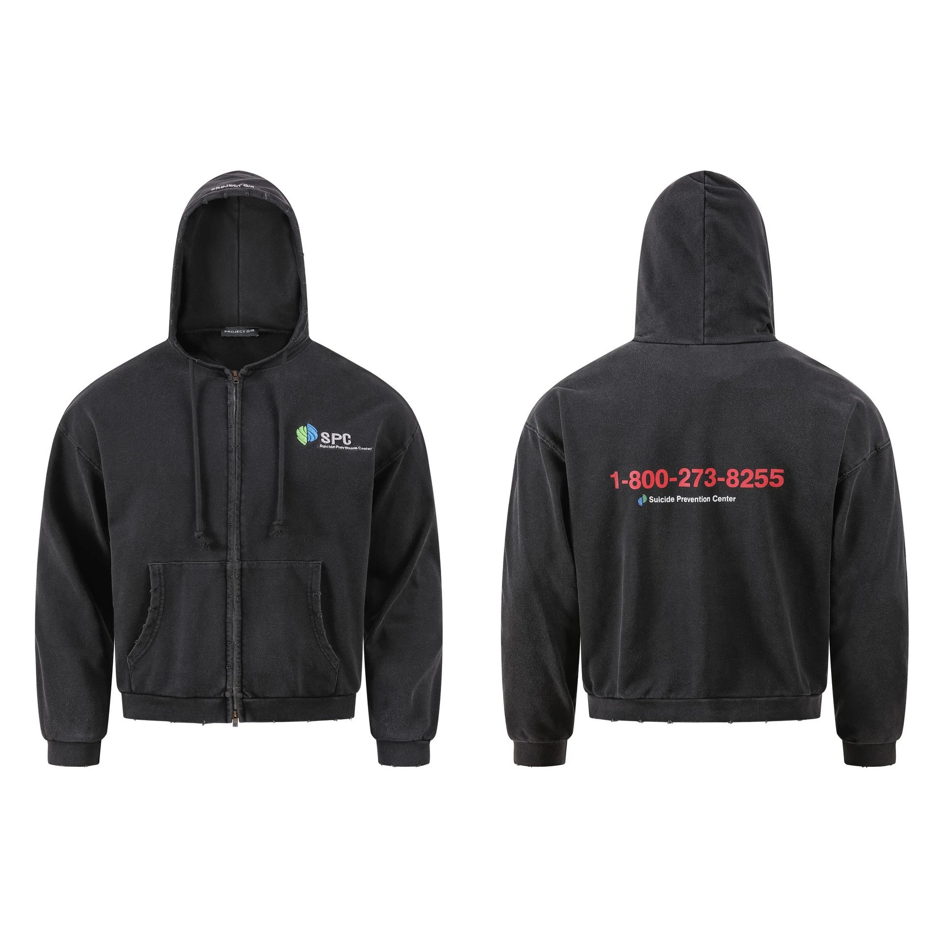 Loose-fitting button-down hooded sweatshirt