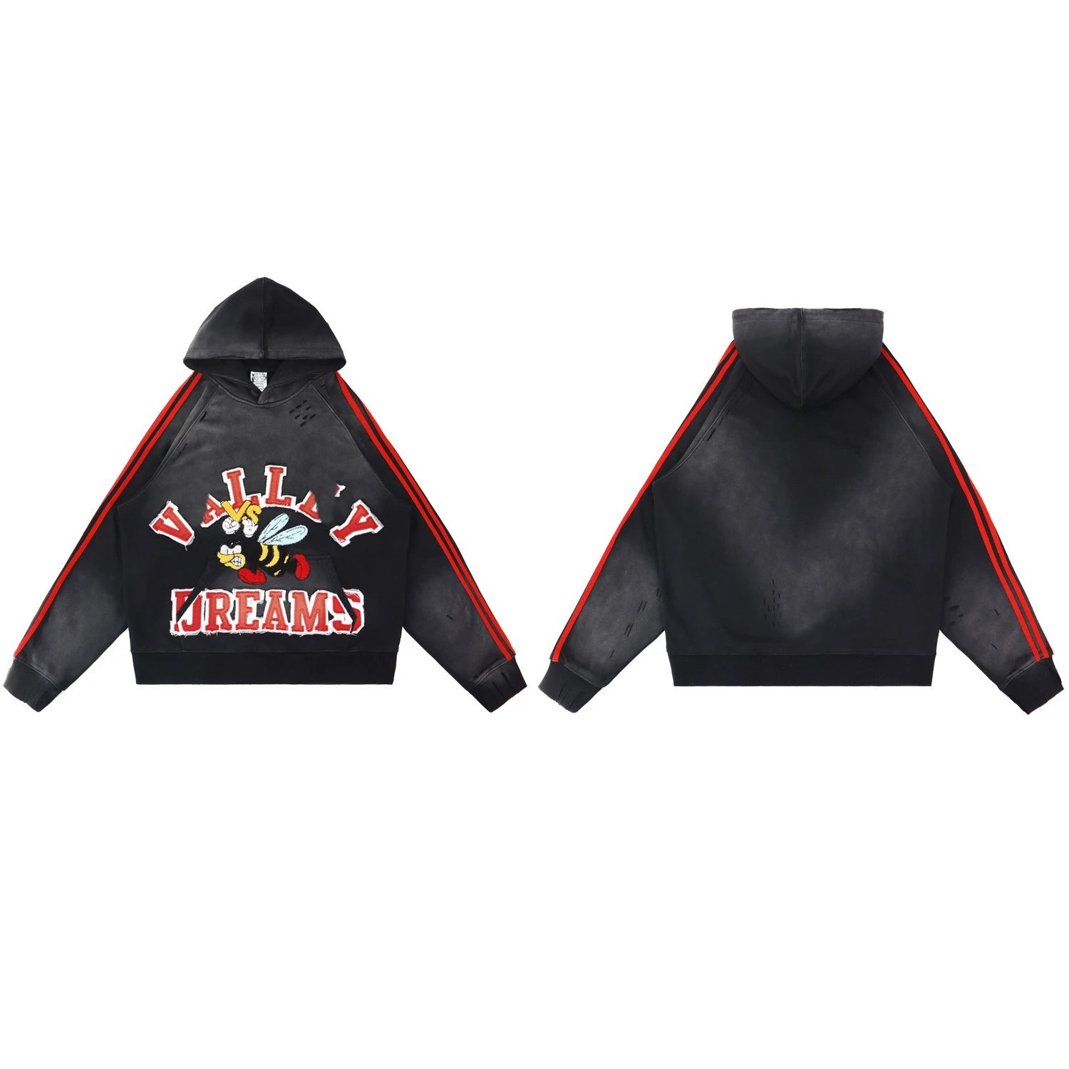 Men's Loose-Fit Striped Hoodie with Embroidery photo 4