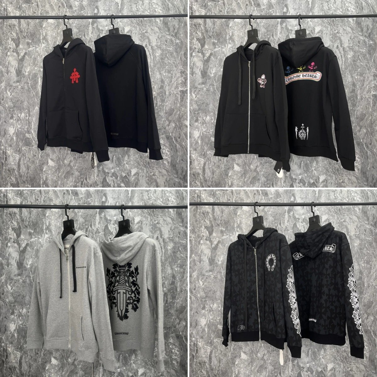 Cardigan Zip-Up Hoodie with Rainbow Cross and Horseshoe Print