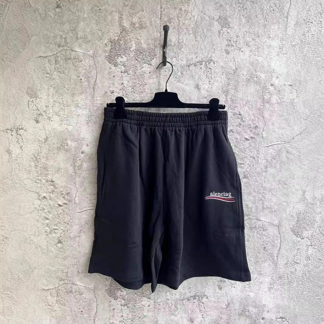 Balenciaga Logo Embroidered Black Casual Shorts