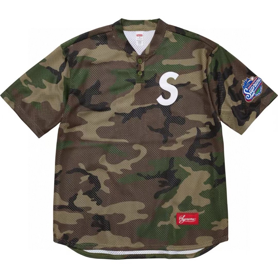 Supreme Shirts Mesh Baseball Shirt — G057 Camouflage