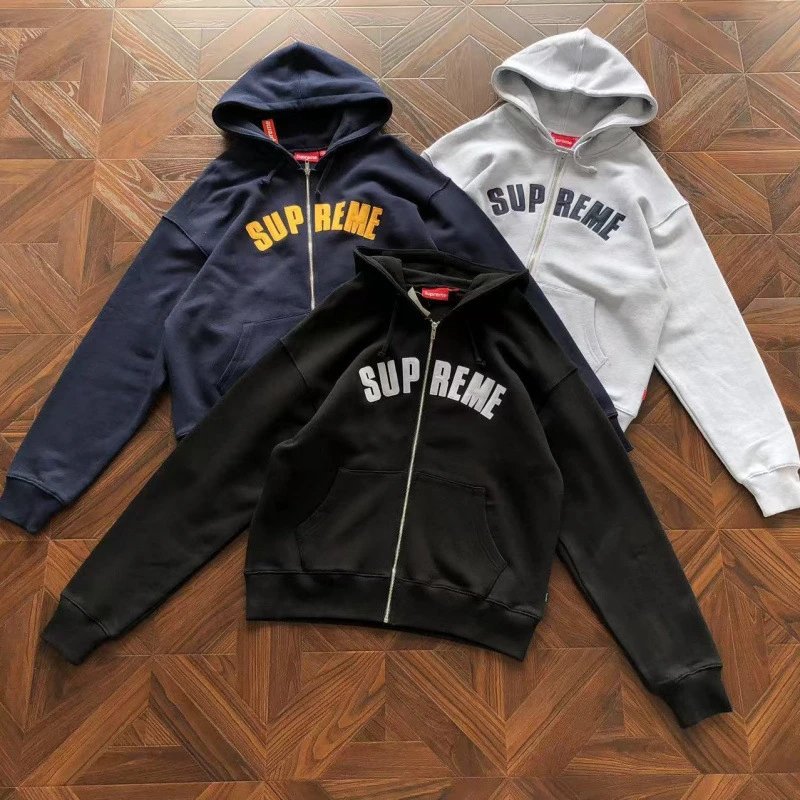 Unisex Zip-Up Hoodie with Letter Patch