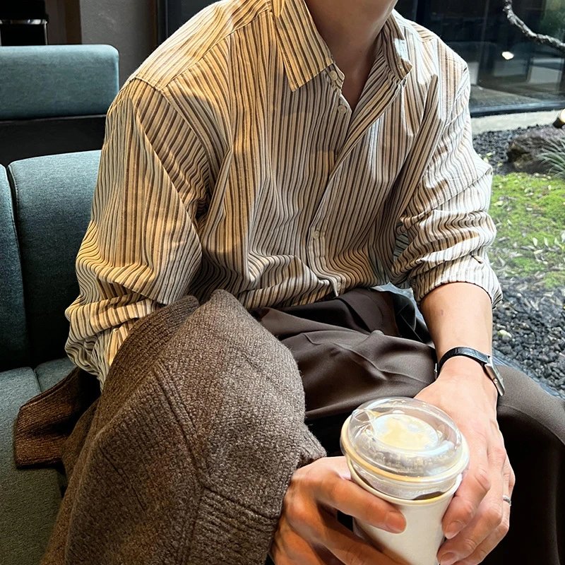 Striped sun-protective long-sleeved shirt
