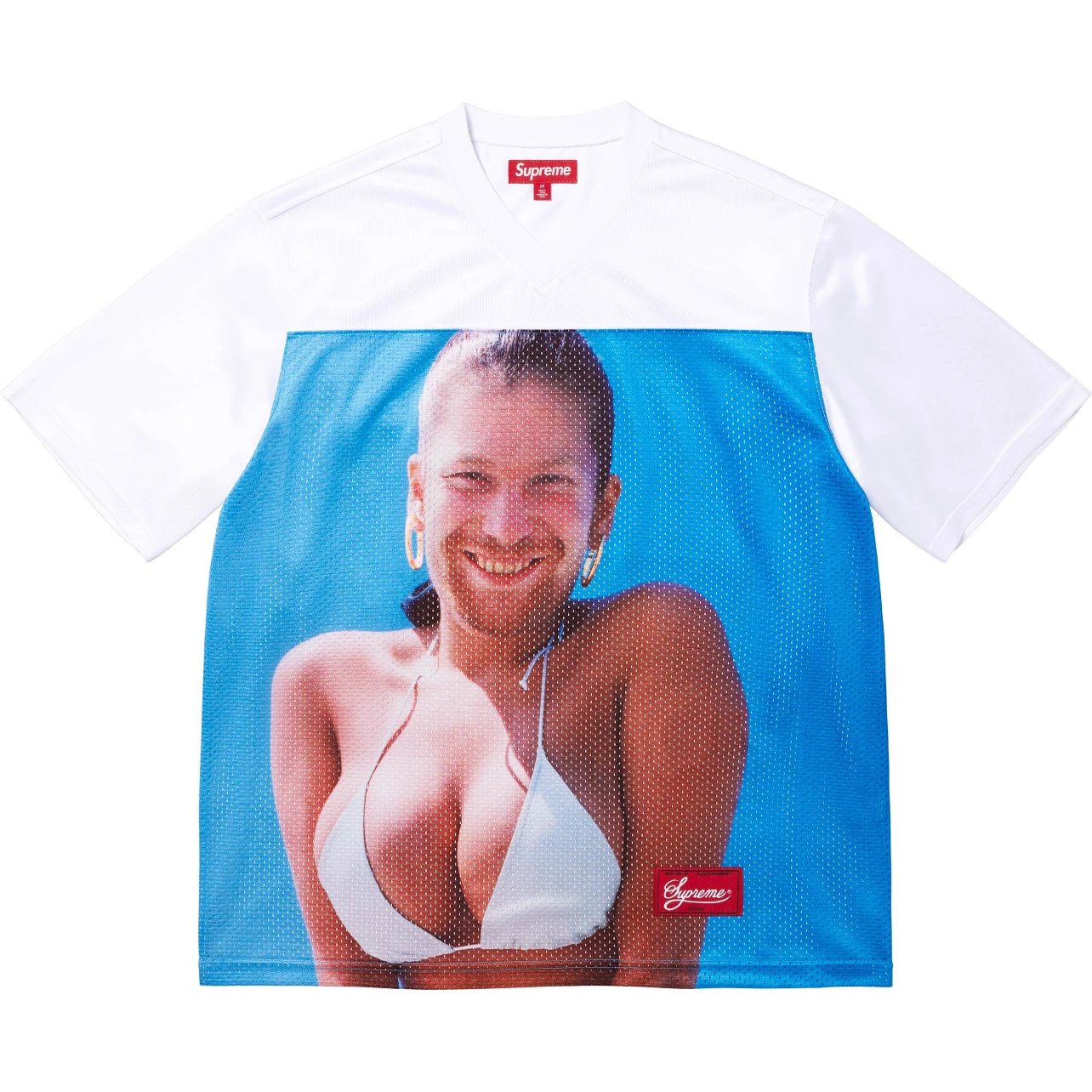 Supreme Shirts Mesh Baseball Shirt — B398 White