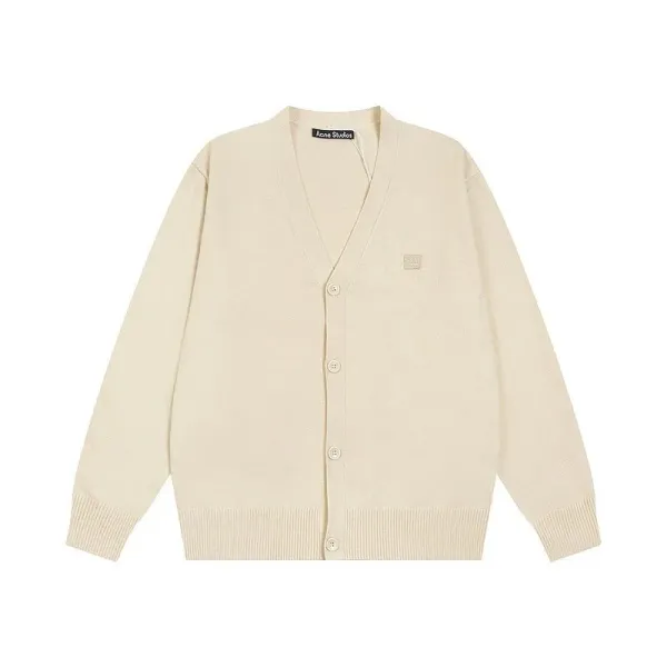 Acne Studios Smiley Face Cardigan Light Green Knit Cardigan - 11