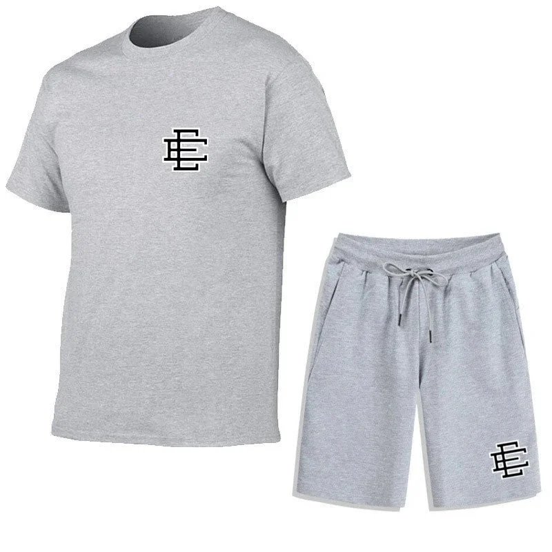 Unbranded Matching Sets Short-Sleeve T-Shirt and Drawstring Shorts Set with Monogram Print image 6