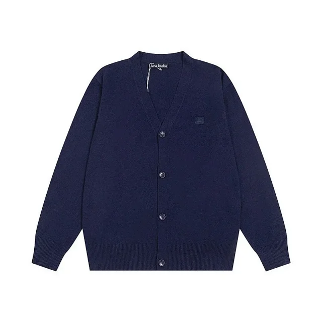 Acne Studios Knitwear V-neck button-front cardigan with face patch product detail image 22