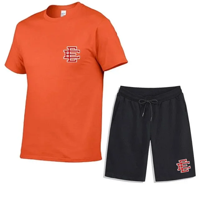 Unbranded Matching Sets Short-Sleeve T-Shirt and Drawstring Shorts Set with Monogram Print product detail image 29