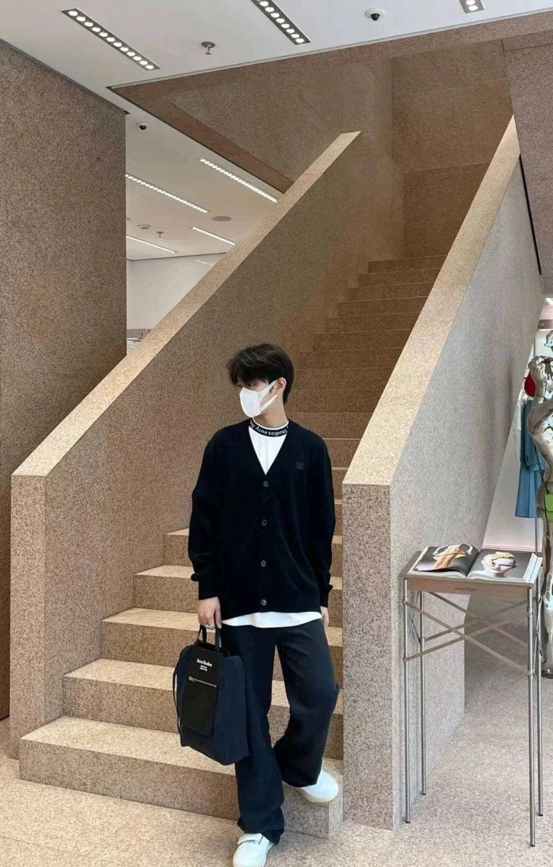 Acne Studios Knitwear V-neck button-front cardigan with face patch image 2
