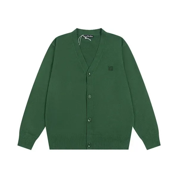 Acne Studios Smiley Face Cardigan Light Green Knit Cardigan - 15
