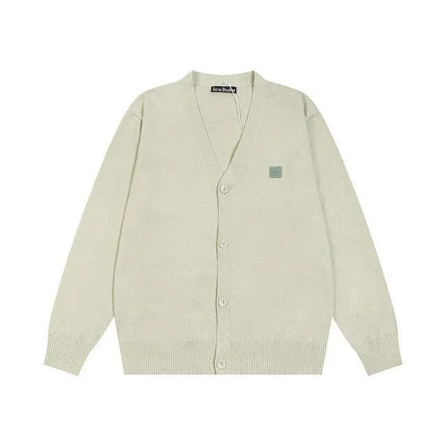 Acne Studios Knitwear V-neck button-front cardigan with face patch product detail image 20