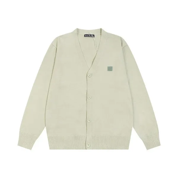 Acne Studios Smiley Face Cardigan Light Green Knit Cardigan - 21