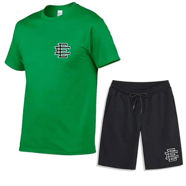 Unbranded Matching Sets Short-Sleeve T-Shirt and Drawstring Shorts Set with Monogram Print product detail image 12