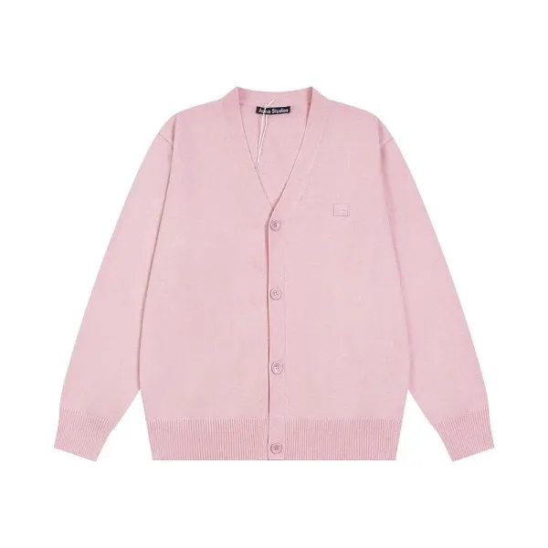 Acne Studios Smiley Face Cardigan Light Green Knit Cardigan - 5