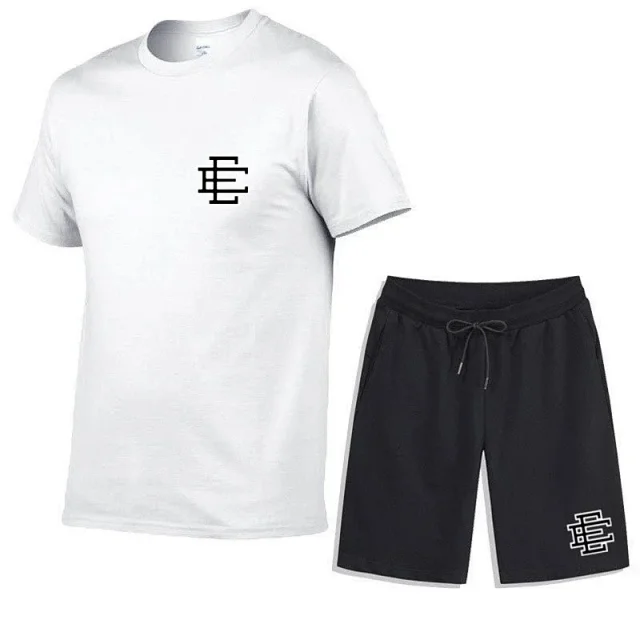 Unbranded Matching Sets Short-Sleeve T-Shirt and Drawstring Shorts Set with Monogram Print product detail image 16