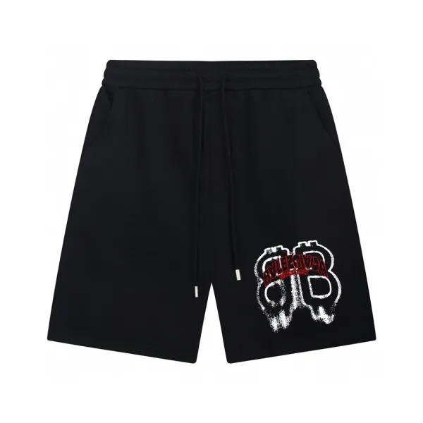 Balenciaga BB Logo Print Black Sweatshorts Shorts - 1