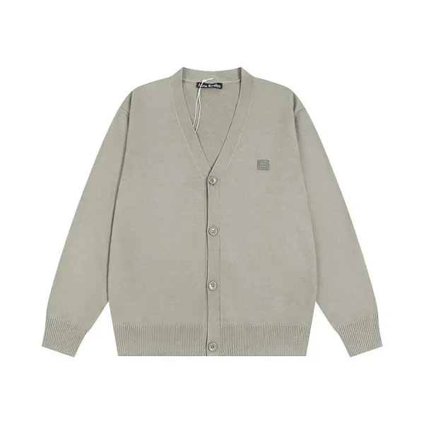 Acne Studios Smiley Face Cardigan Light Green Knit Cardigan - 7