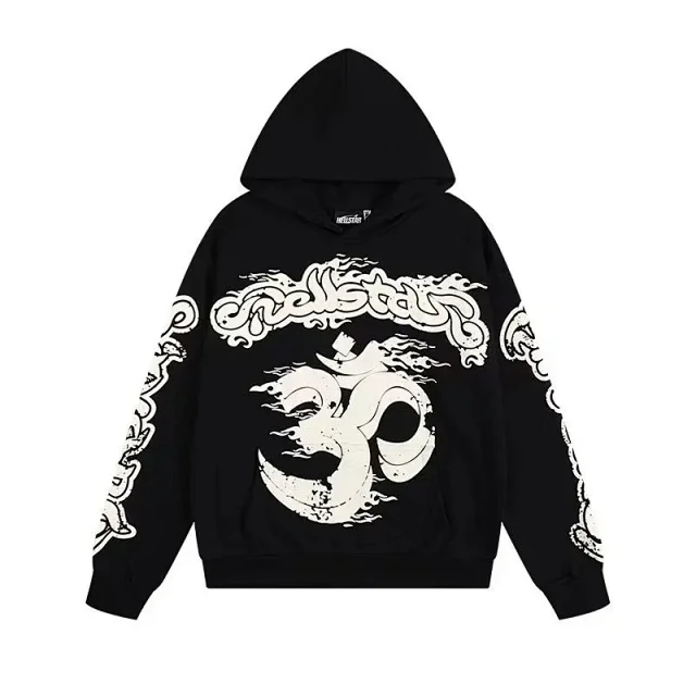 Hellstar Tracksuits Flame Graphic Hoodie and Flared Sweatpants Set product detail image 7