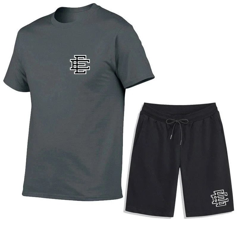Unbranded Matching Sets Short-Sleeve T-Shirt and Drawstring Shorts Set with Monogram Print image 5