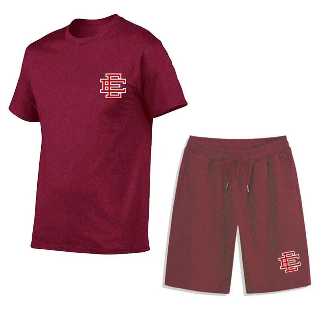 Unbranded Matching Sets Short-Sleeve T-Shirt and Drawstring Shorts Set with Monogram Print product detail image 31
