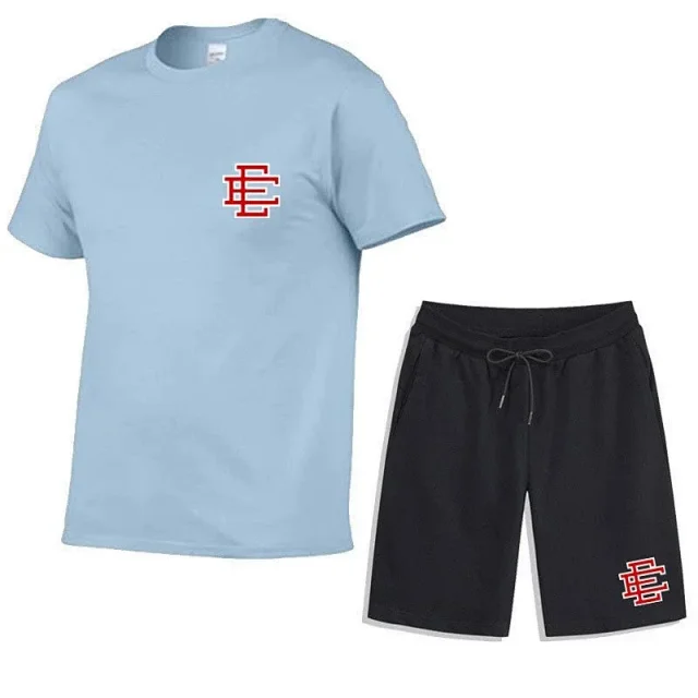 Unbranded Matching Sets Short-Sleeve T-Shirt and Drawstring Shorts Set with Monogram Print product detail image 24