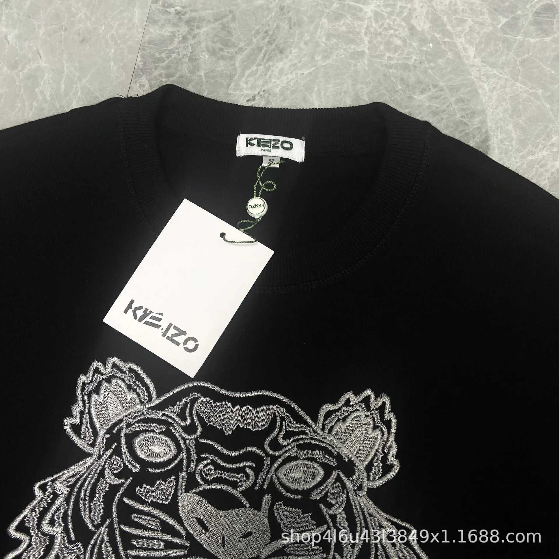 Kenzo Tiger Embroidered Black Hoodie - 8