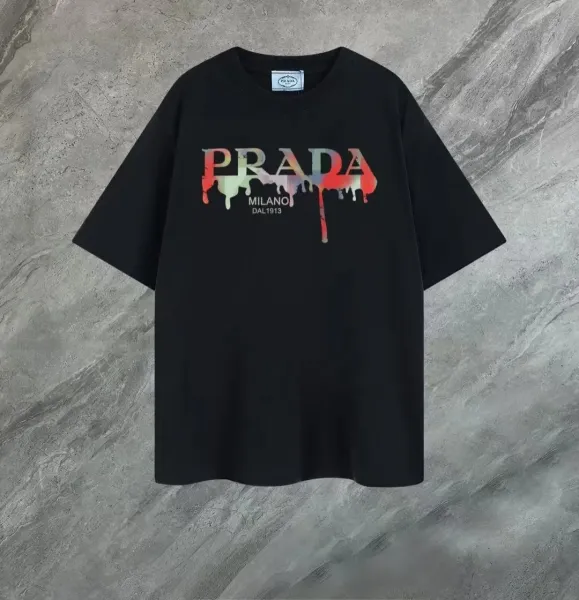 Prada Dripping Logo Black T-Shirt - 1