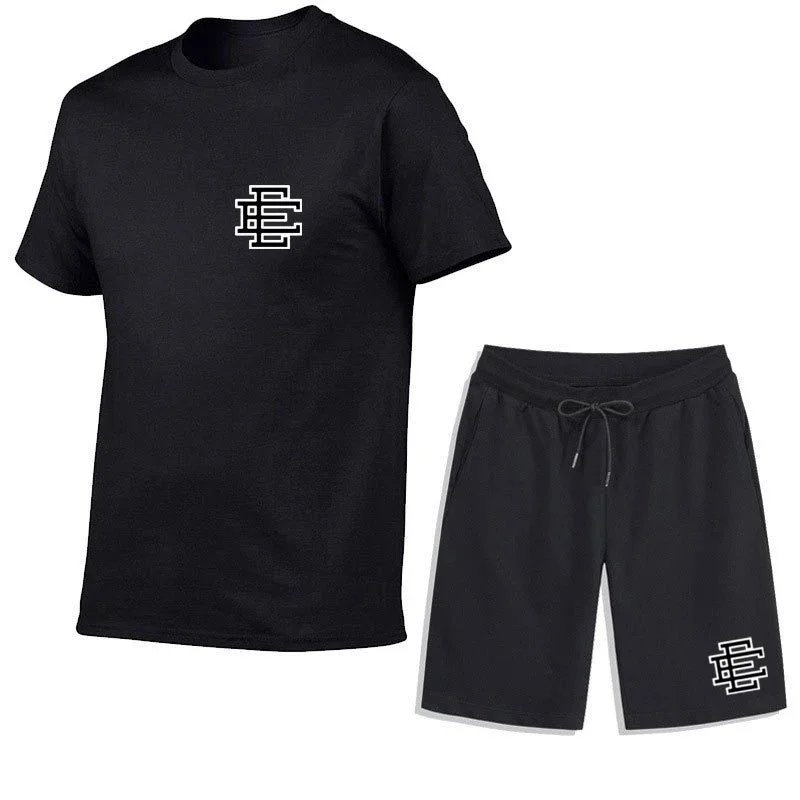 Unbranded Matching Sets Short-Sleeve T-Shirt and Drawstring Shorts Set with Monogram Print image 4