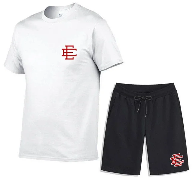 Unbranded Matching Sets Short-Sleeve T-Shirt and Drawstring Shorts Set with Monogram Print product detail image 32