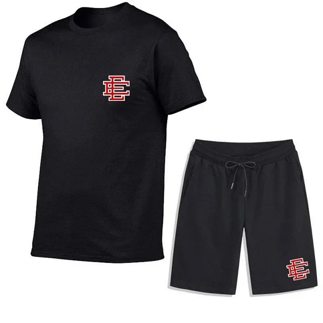 Unbranded Matching Sets Short-Sleeve T-Shirt and Drawstring Shorts Set with Monogram Print product detail image 21