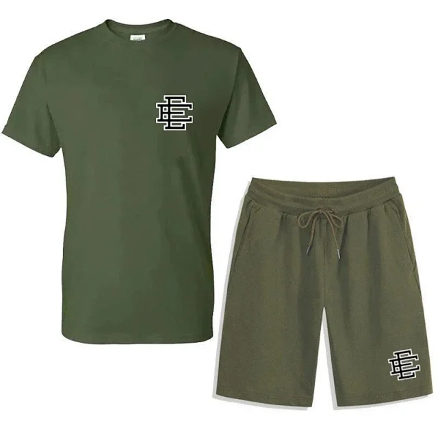 Unbranded Matching Sets Short-Sleeve T-Shirt and Drawstring Shorts Set with Monogram Print product detail image 17