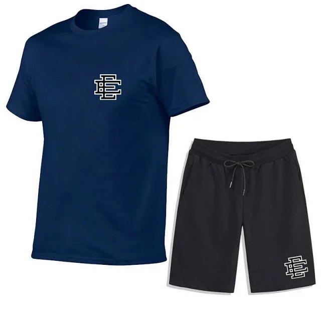 Unbranded Matching Sets Short-Sleeve T-Shirt and Drawstring Shorts Set with Monogram Print product detail image 9