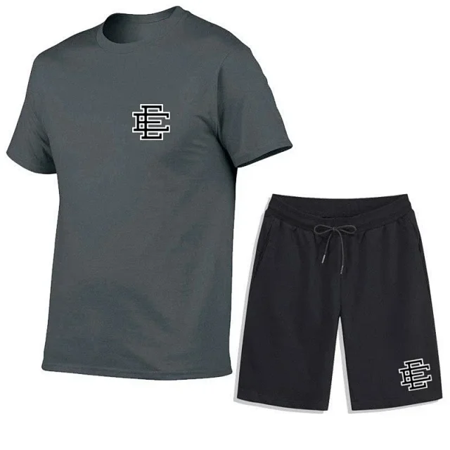 Unbranded Matching Sets Short-Sleeve T-Shirt and Drawstring Shorts Set with Monogram Print product detail image 6