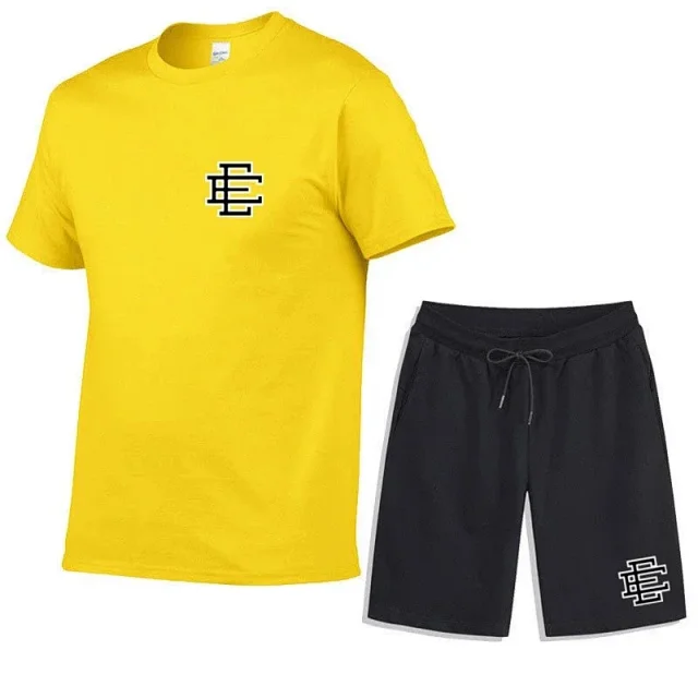 Unbranded Matching Sets Short-Sleeve T-Shirt and Drawstring Shorts Set with Monogram Print product detail image 14