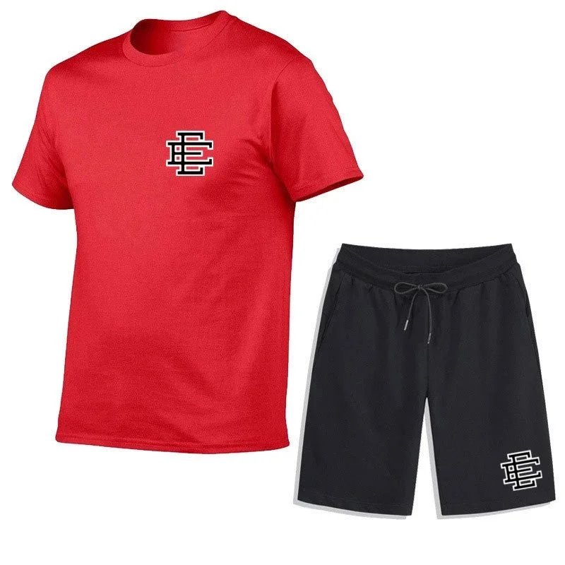 Unbranded Matching Sets Short-Sleeve T-Shirt and Drawstring Shorts Set with Monogram Print image 3